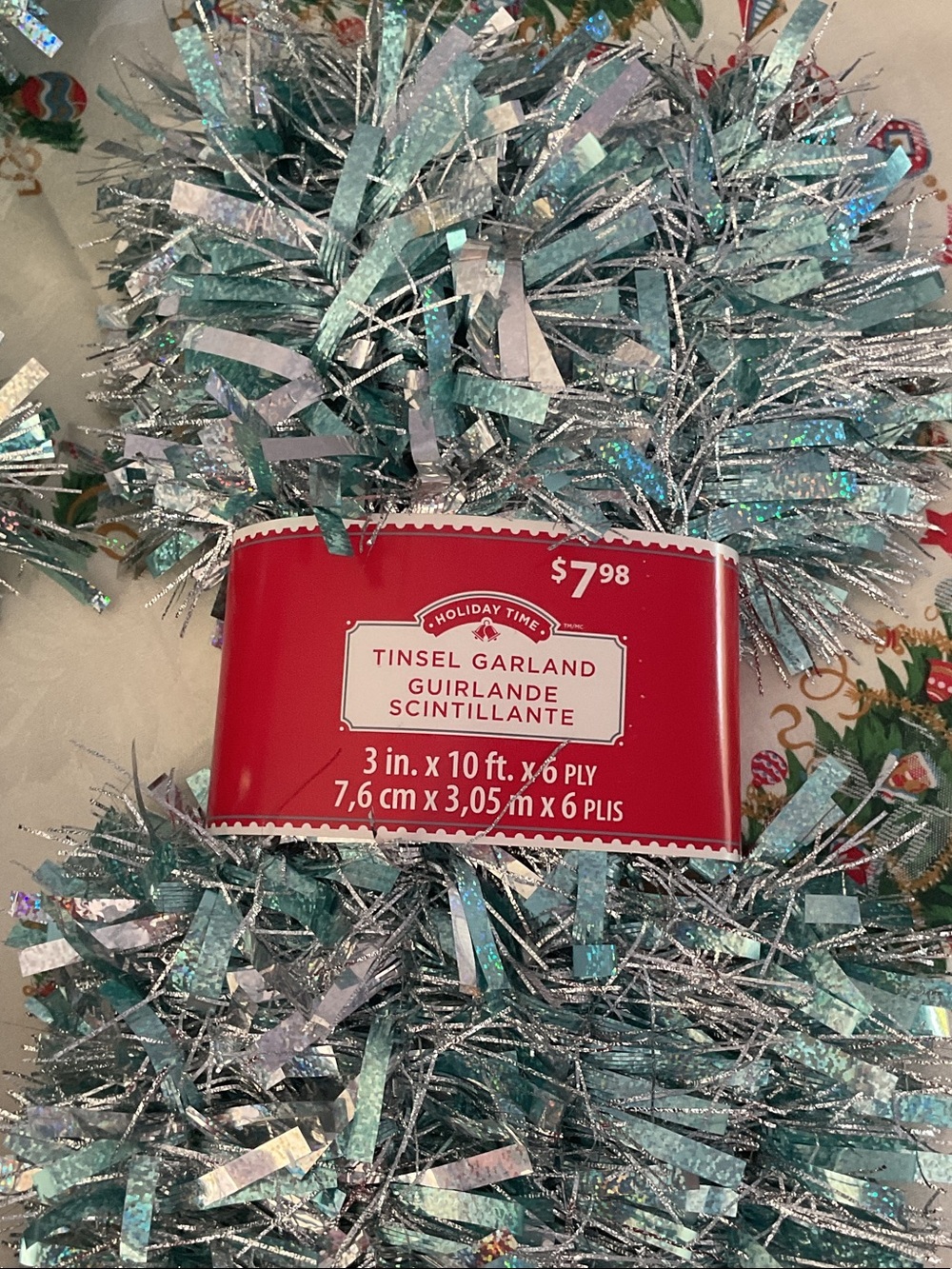 Ice Blue/Silver tinsel garland